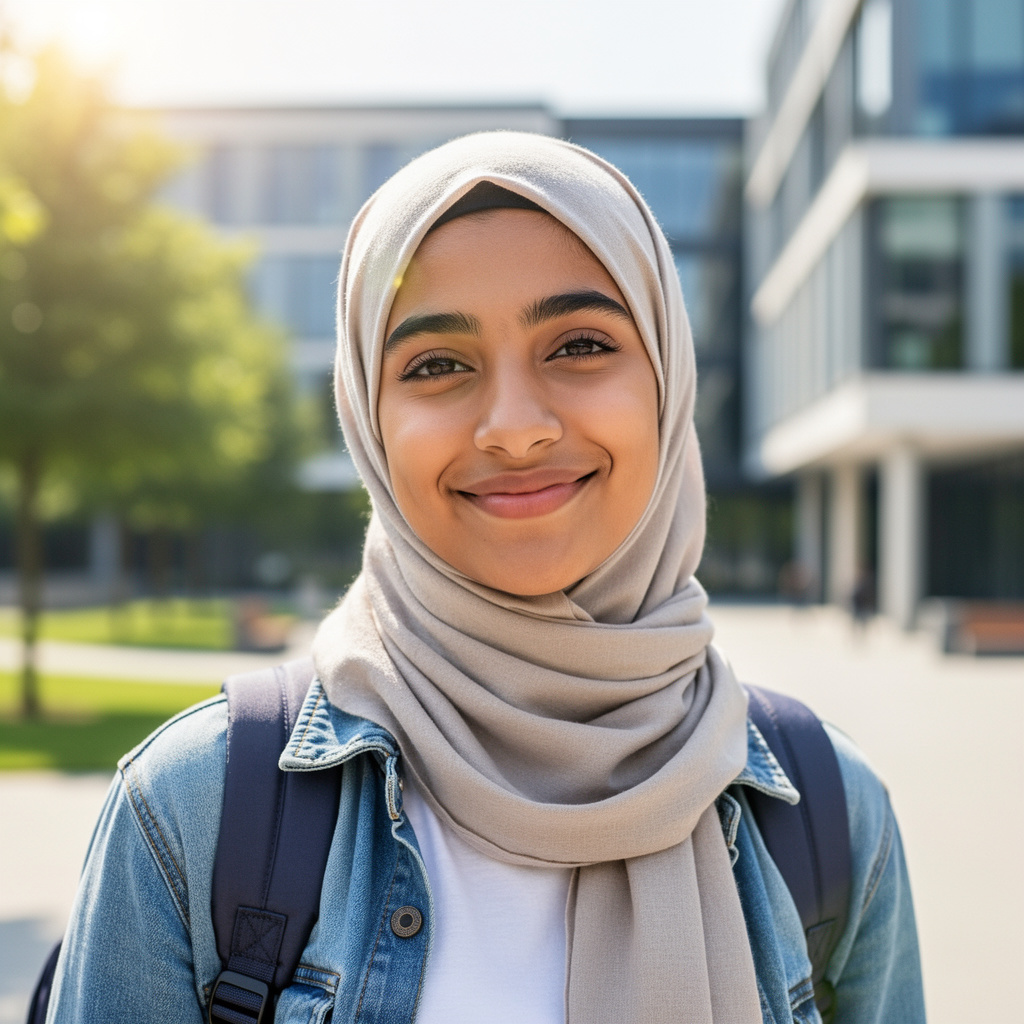 une étudiante sereine